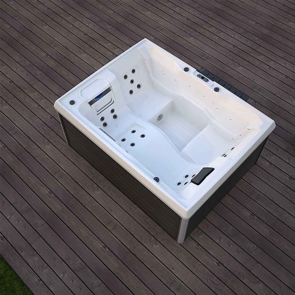 Home Deluxe Outdoor Whirlpool mit Treppe und Thermoabdeckung STREAM 211 x 156 cm für 3 Personen