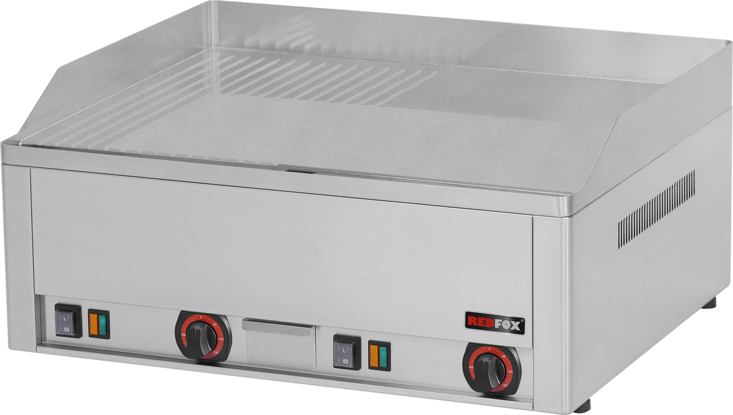 KBS Gastrotechnik Elektro-Grillplatte 2 Heizzonen Grillfläche glatt/gerillt Auftischgerät