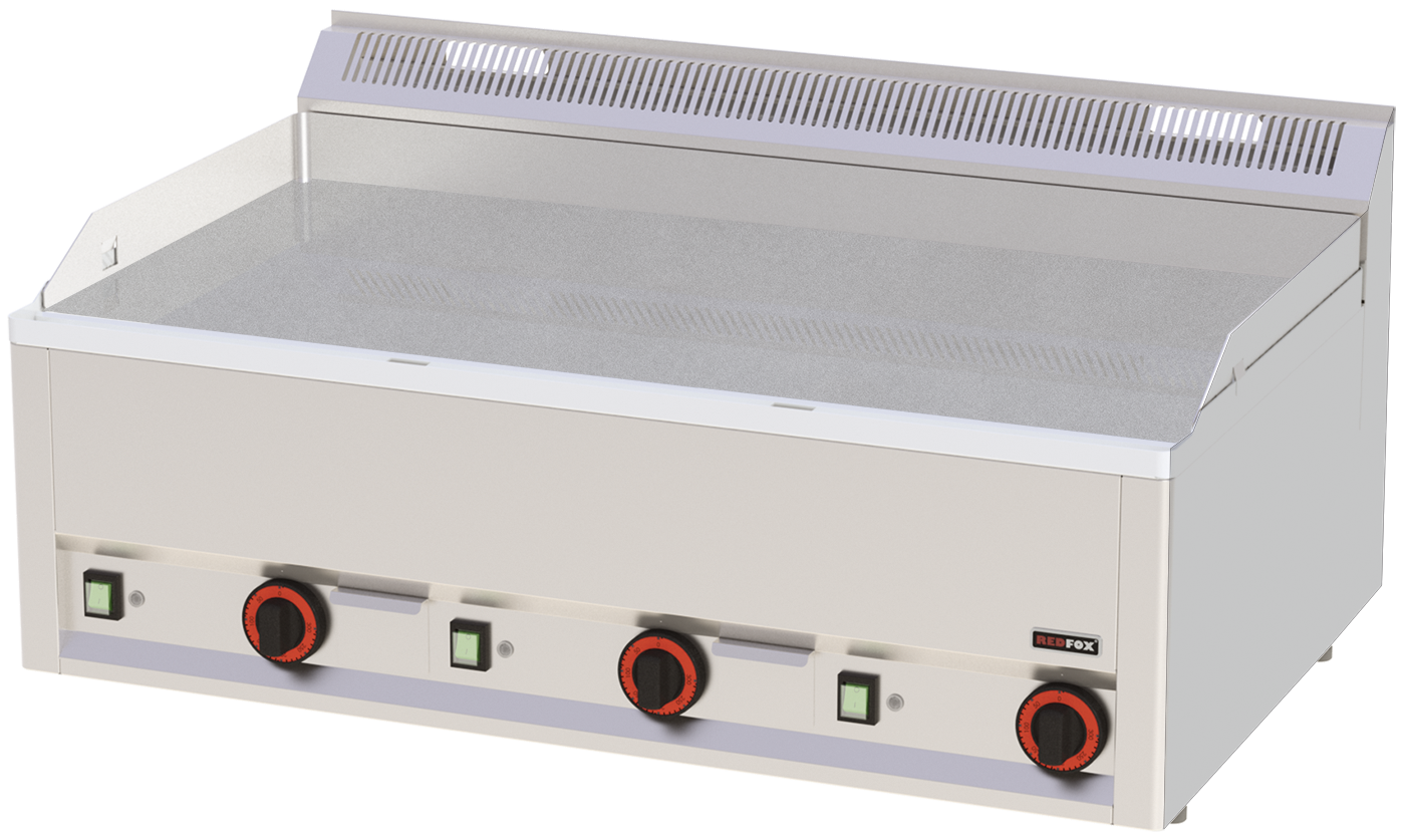 KBS Gastrotechnik Elektro-Grillplatte 3 Heizzonen Grillfläche glatt hartverchromt Auftischgerät