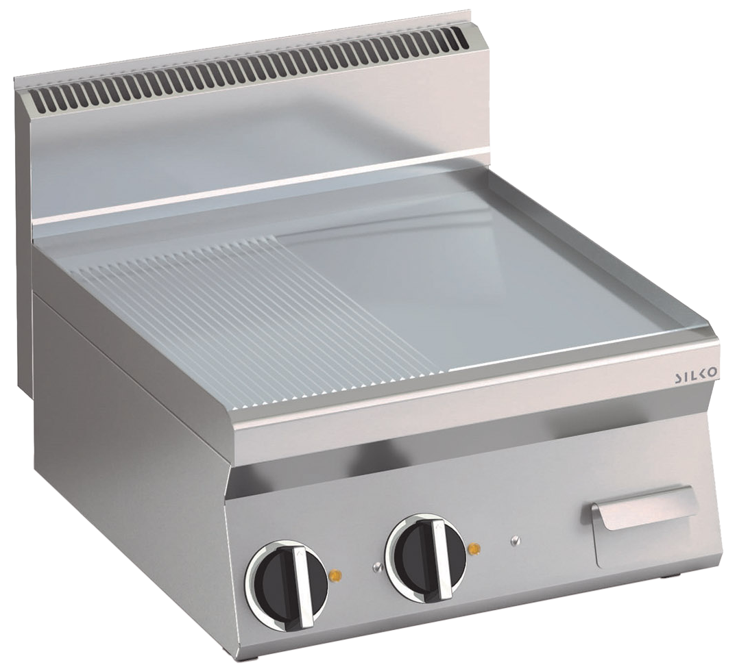 KBS Gastrotechnik Elektro Grillplatte glatt aus Edelstahl mit 2 Heizzonen Tischgerät