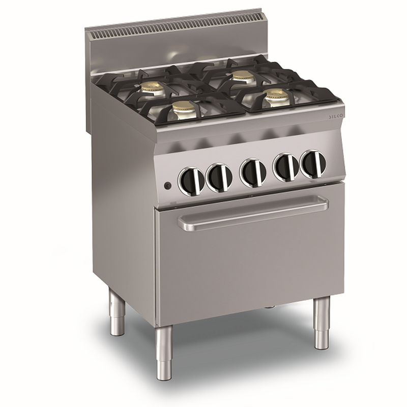KBS Gastrotechnik Gas-Herd mit 4 Brennern und Elektro Umluftbackofen