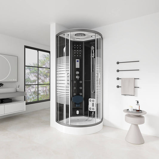 Home Deluxe Dampfdusche mit Wasserfall und Dampfsauna BLACK PEARL - 100 x 100 cm