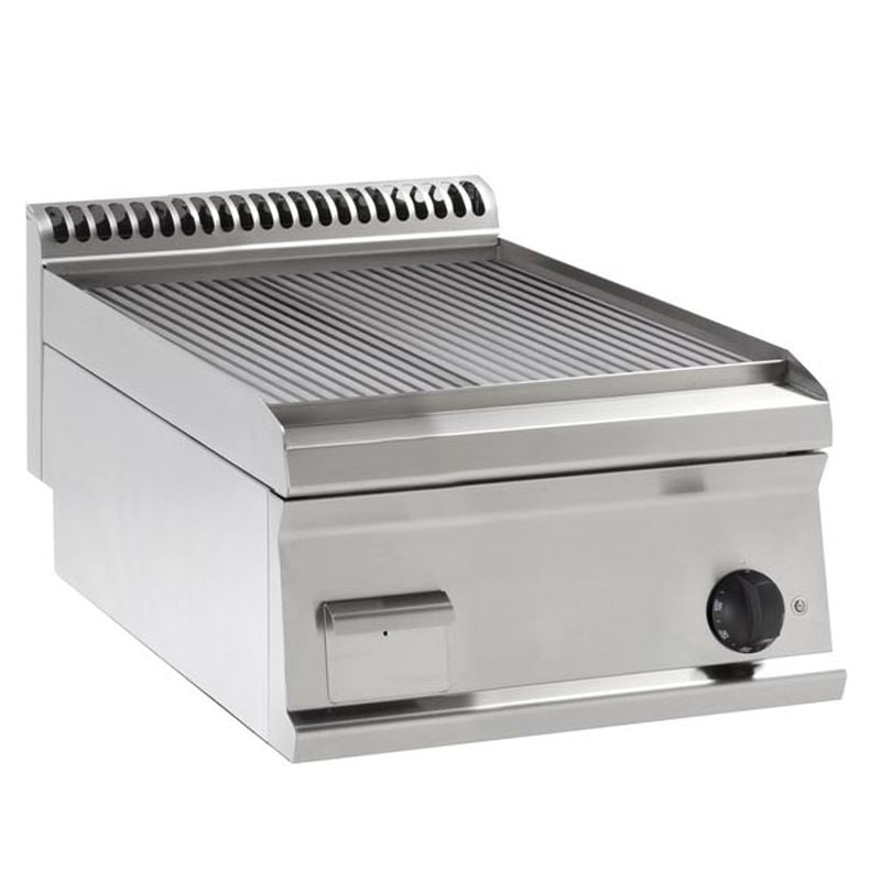 KBS Gastrotechnik Elektro-Grillplatte gerillt hartverchromt mit 1 Heizzone Tischgerät