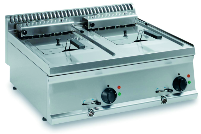 KBS Gastrotechnik Elektro-Fritteuse Auftischgerät 2 x 8 Liter Becken