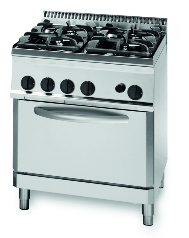 KBS Gastrotechnik Gas-Herd mit 4 Brenner und Gas Backofen