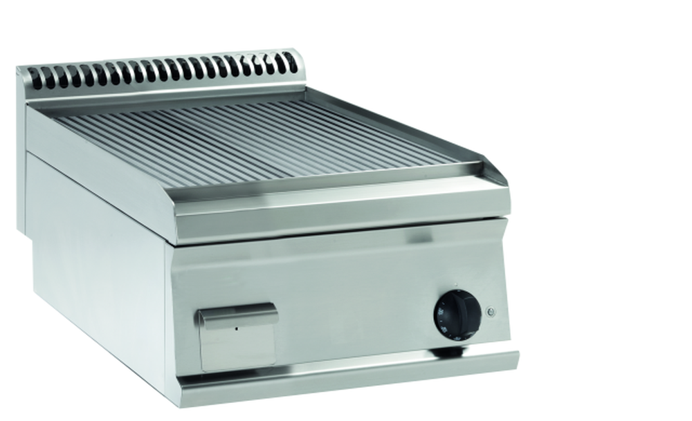 KBS Gastrotechnik Gas-Grillplatte gerillt hartverchromt mit 1 Heizzone Tischgerät