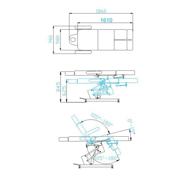 ActiveShop Elektrischer Kosmetikstuhl Azzurro 706 Pedi 1 Motor weiß