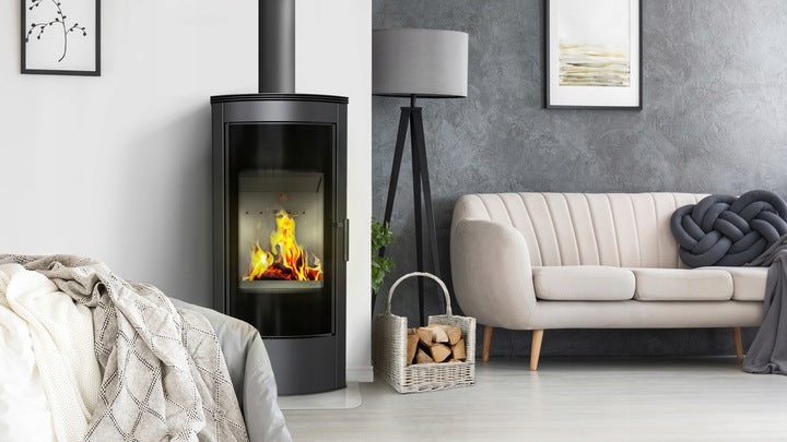 Kratki Kaminofen aus stahl KRATKI TITAN Panorama Ø 150 11 kW mit Türfeder