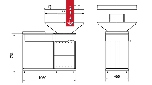 Kratki Kamin QUADRUM mit Grill mit Holzplatte