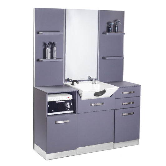ActiveShop Gabbiano Friseurkonsole mit Waschbecken B085 grau
