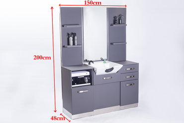 ActiveShop Gabbiano Friseurkonsole mit Waschbecken B085 grau
