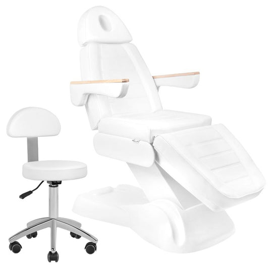 ActiveShop Elektrischer Kosmetikstuhl SILLON Lux 273b + Hocker 304 weiß