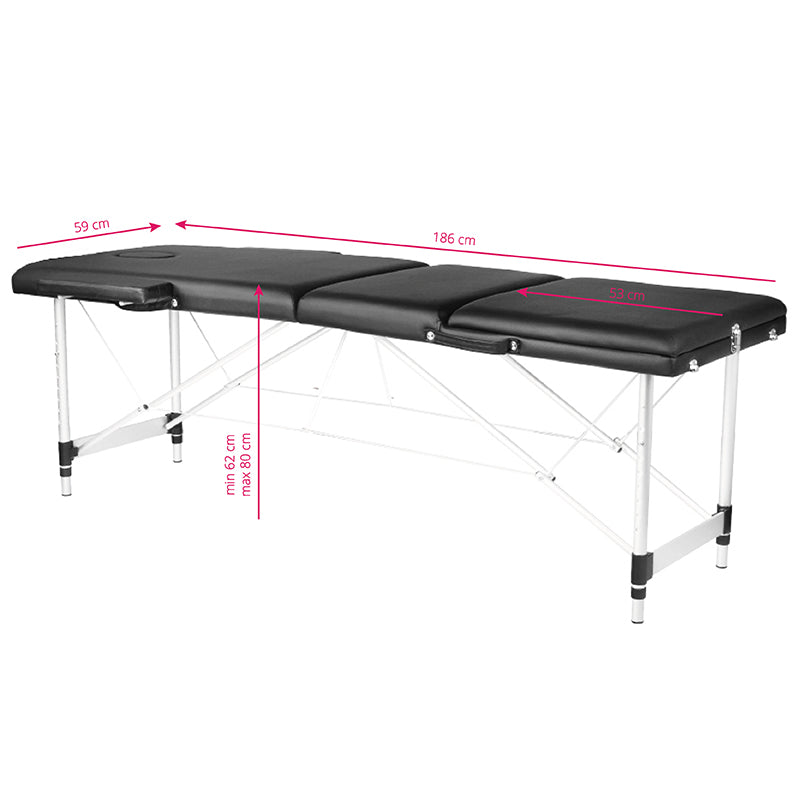 ActiveShop Aluminium-Klappmassagetisch Comfort Activ Fizjo 3-segmentig schwarz