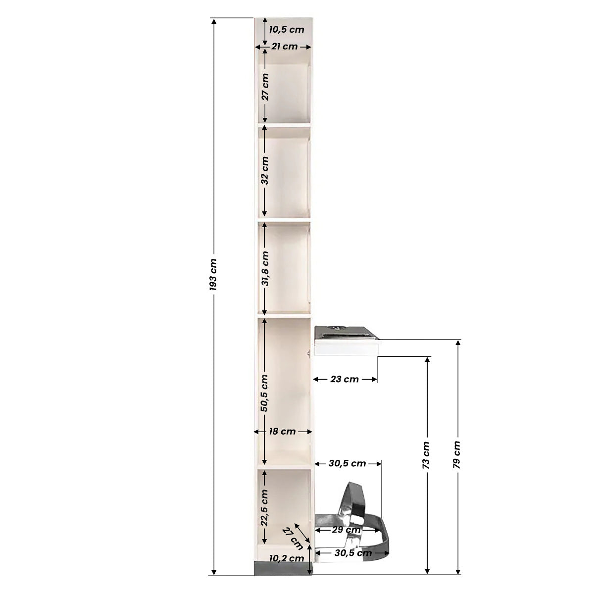ActiveShop Gabbiano Friseurkonsole B058 perlweiß