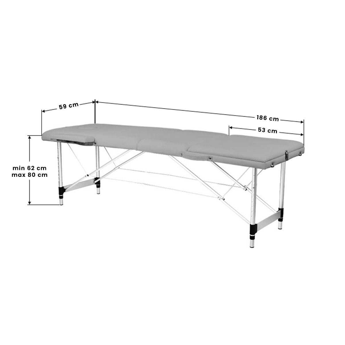 ActiveShop Klappbarer Massagetisch aus Aluminium Comfort Activ Fizjo 3-segmentig grau