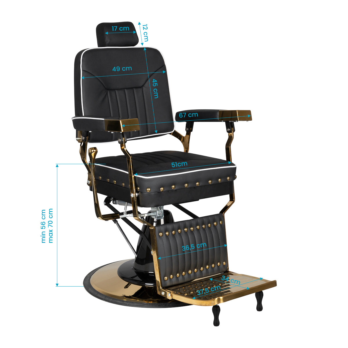 ActiveShop Gabbiano Barbersessel Filippo Gold schwarz