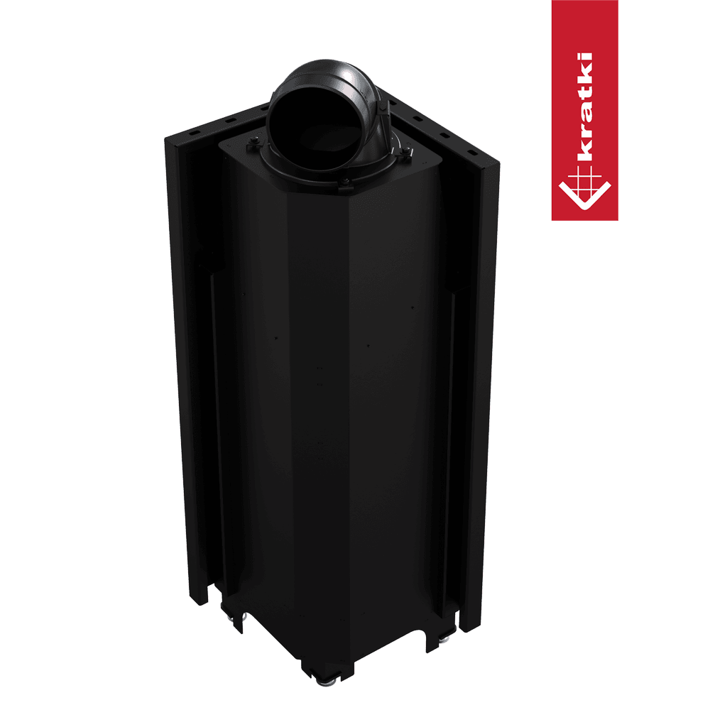 Kratki Kamineinsatz aus Stahl KRATKI MBN rechts 10 kW Ø 200 schwarz Verkleidung