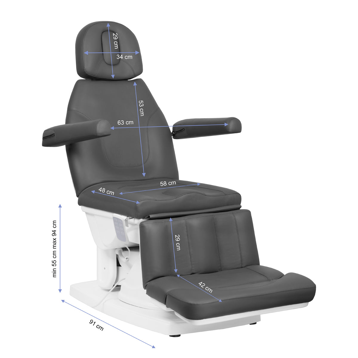 ActiveShop Elektrischer podologischer Kosmetikstuhl Kate 4 Motor grau