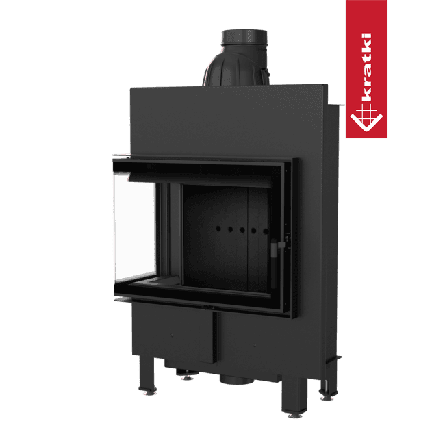 Kratki Intelligenter Kamineinsatz KRATKI LUCY SLIM links 8 kW Ø 160 schwarz Verkleidung MSK GLASS