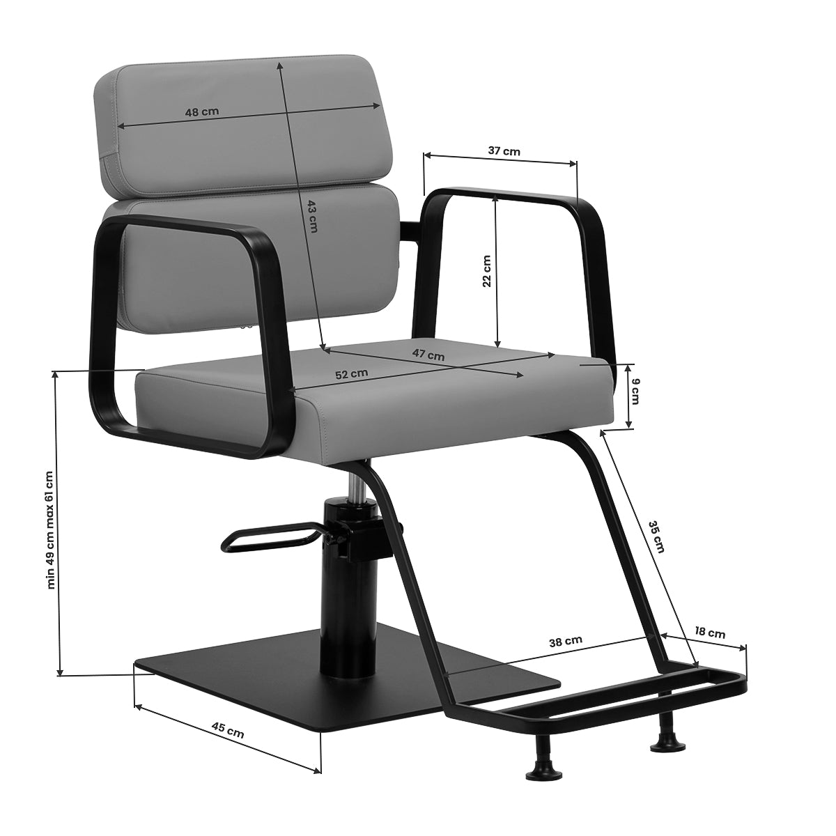 ActiveShop Gabbiano Friseurstuhl Porto schwarz grau