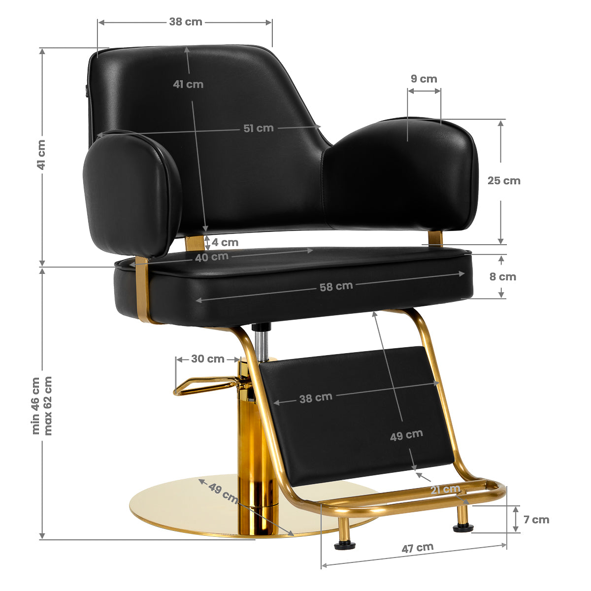 ActiveShop Gabbiano Friseurstuhl Linz NQ Gold Schwarz
