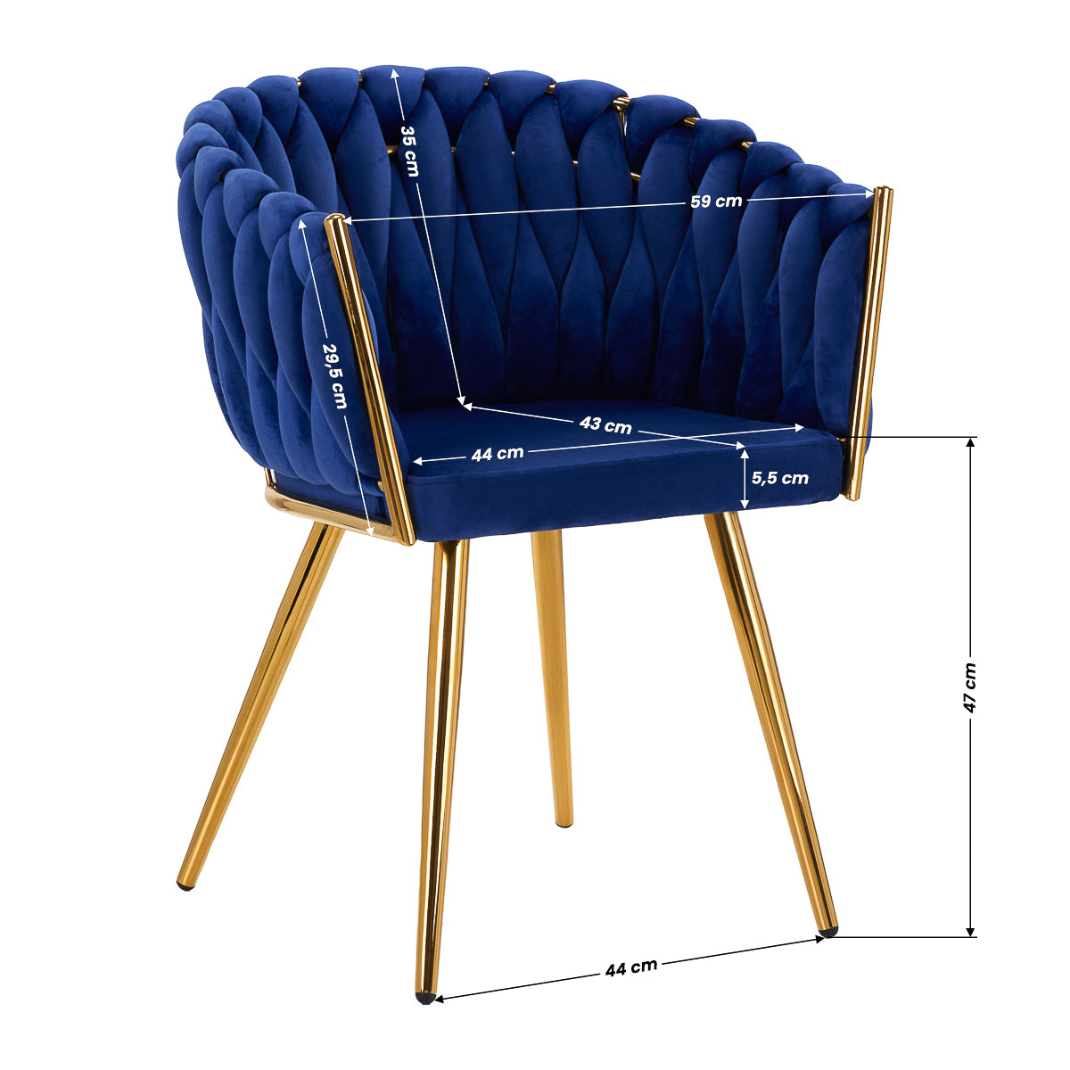 ActiveShop 4Rico Stuhl QS-GW06G Samt navyblau