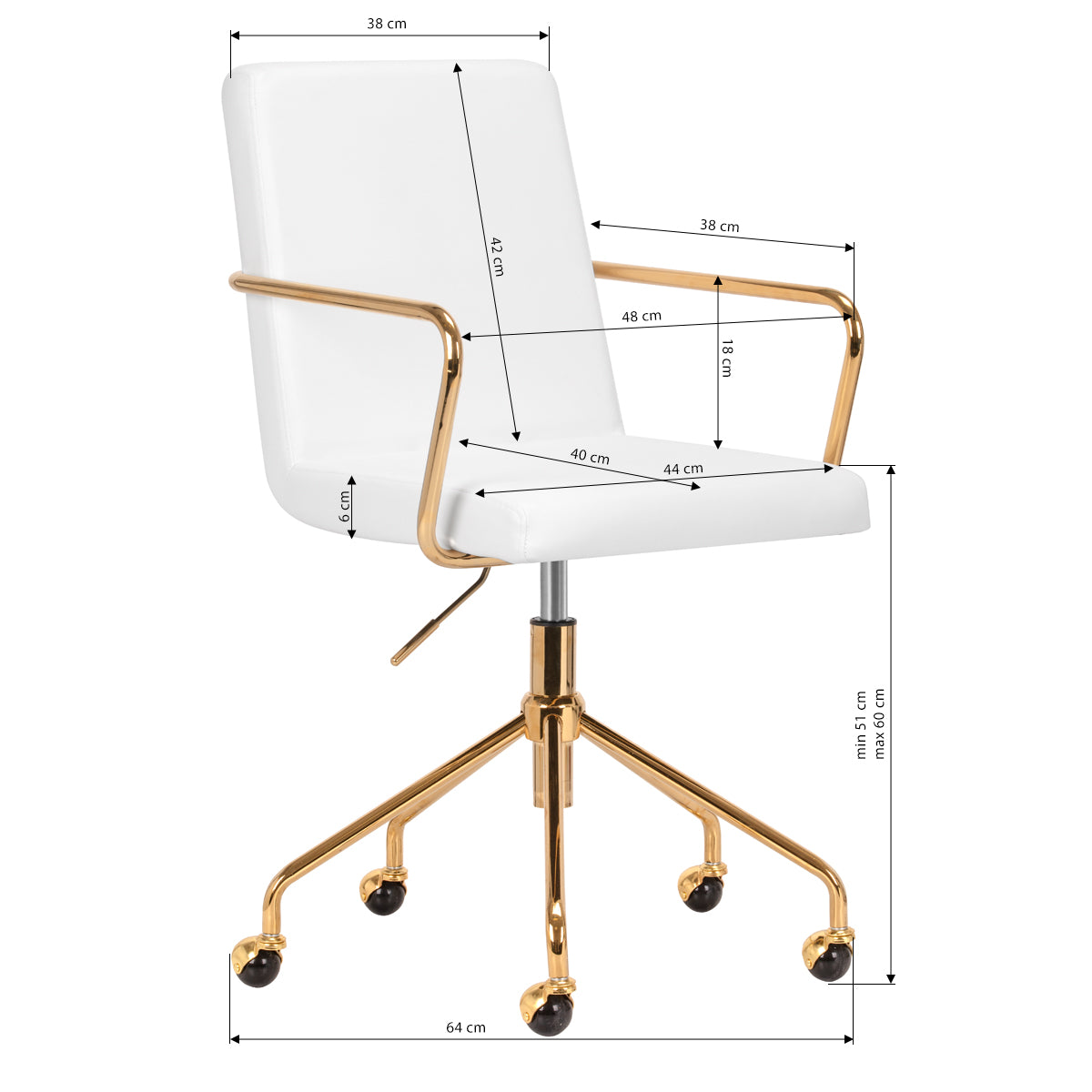 ActiveShop Kosmetikstuhl QS-OF211G goldweiß