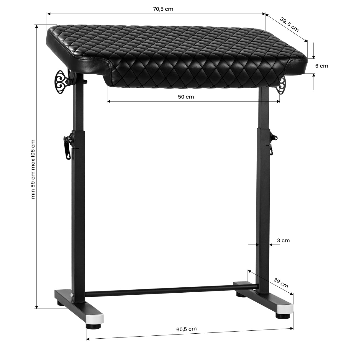 ActiveShop Armlehne für Tattoo Pro Ink 718 schwarz Spitz