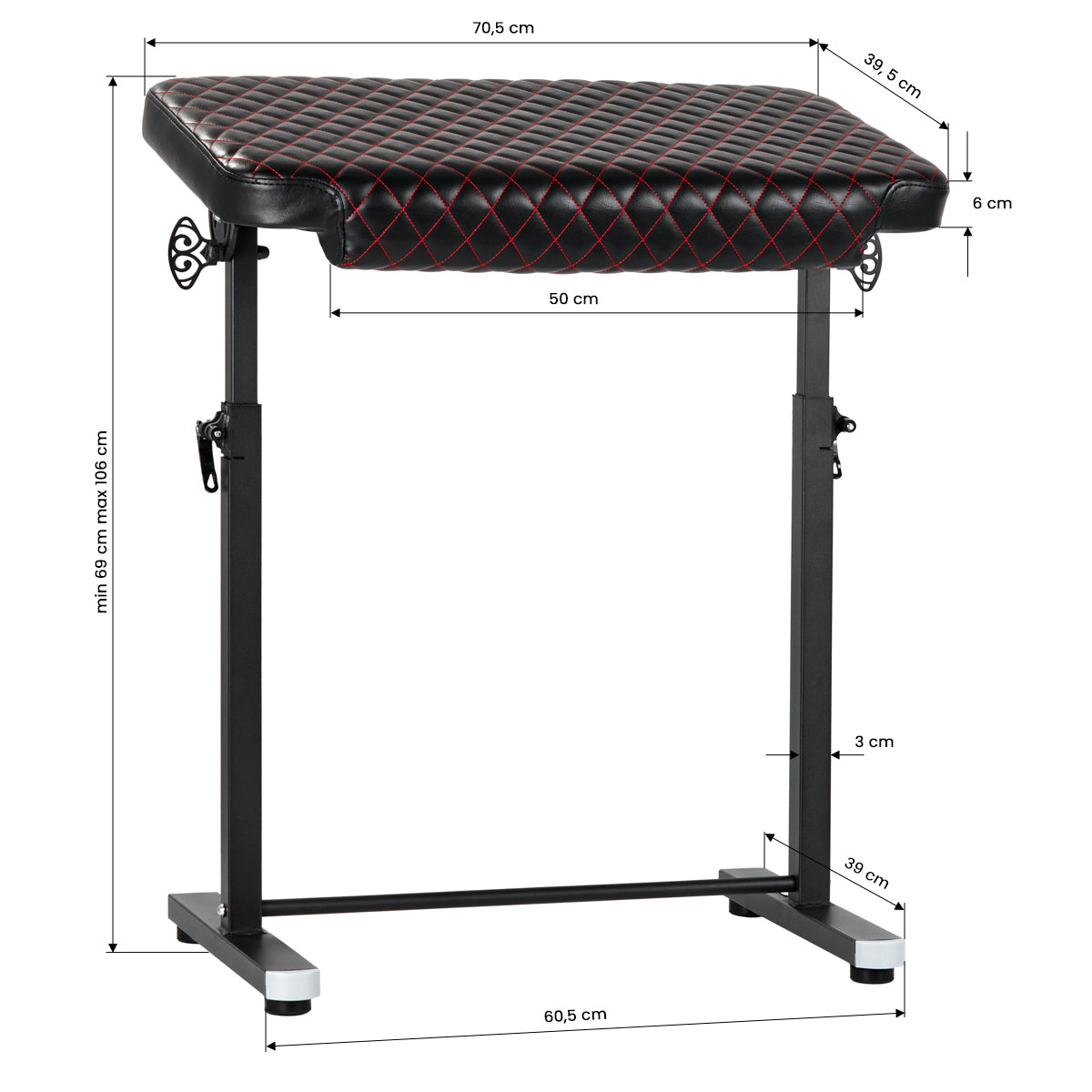 ActiveShop Armlehne für Tattoo Pro Ink 718 schwarz Spitz