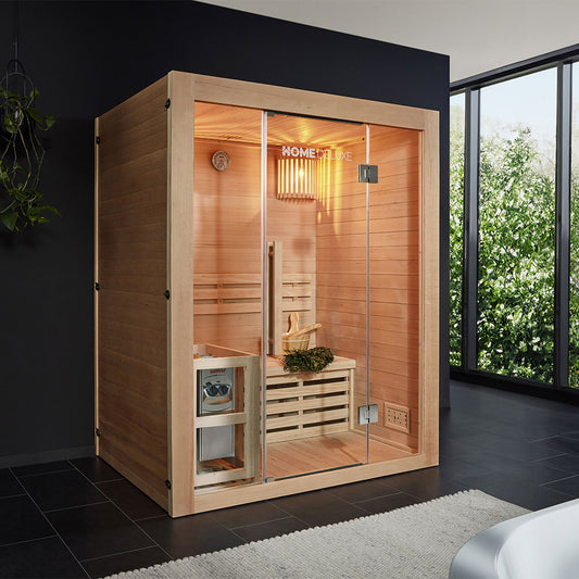 Home Deluxe Traditionelle Sauna SKYLINE L - 150 x 120 cm für 3 Personen