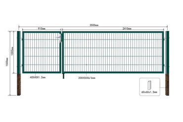 Home Deluxe Doppelflügel Gartentor ADITUS - 140 x 350 cm Grün