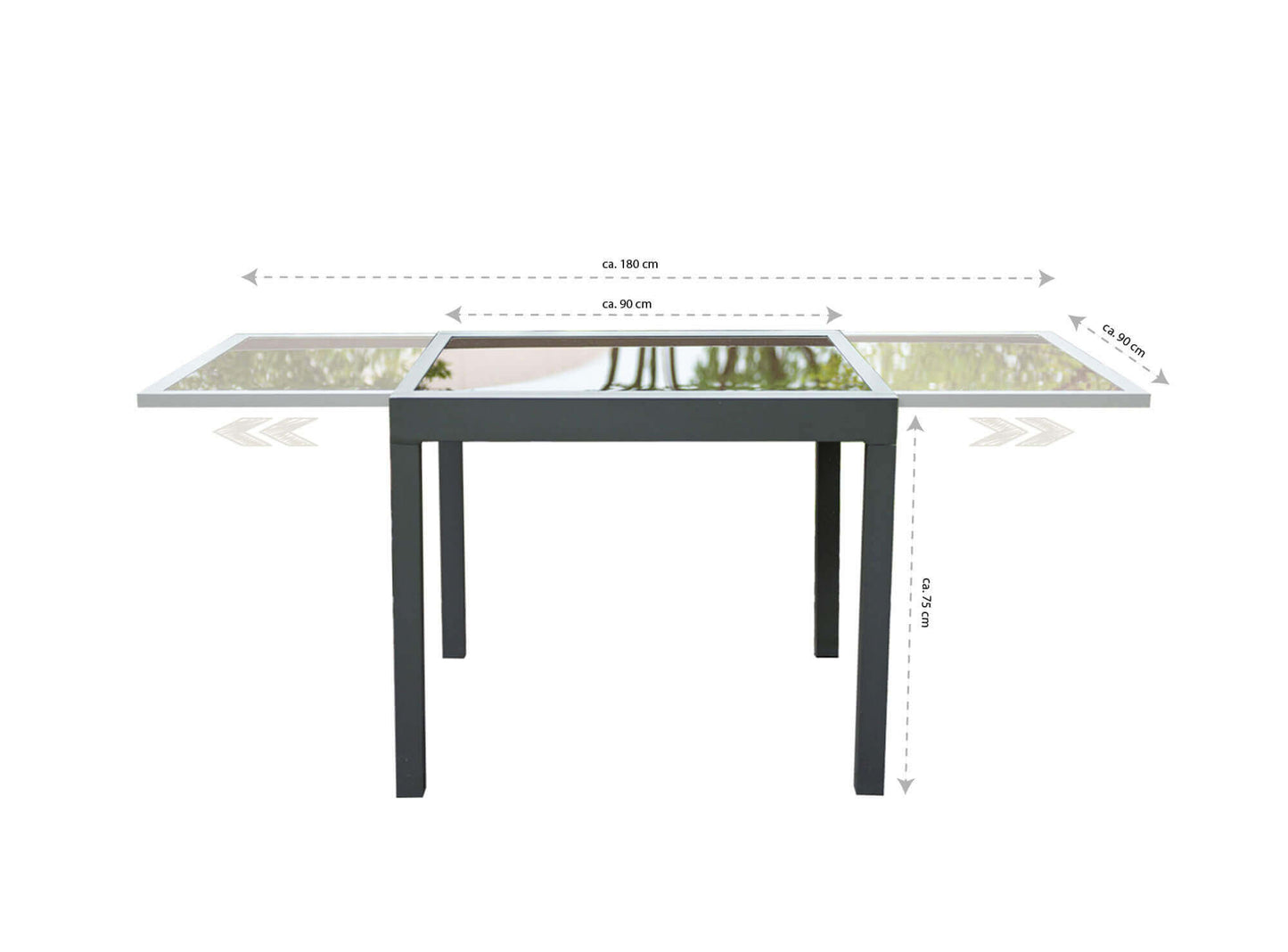 Home Deluxe Garten-Sitzgruppe ausziehbar VERANO MADERA - 180/90 x 90 cm 2 Stühle