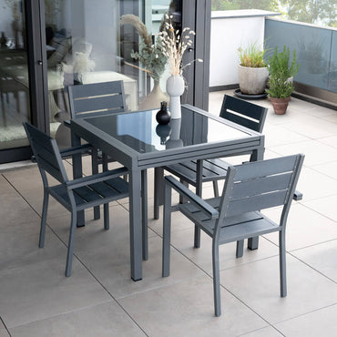 Home Deluxe Garten-Sitzgruppe ausziehbar VERANO MADERA - 180/90 x 90 cm 6 Stühle