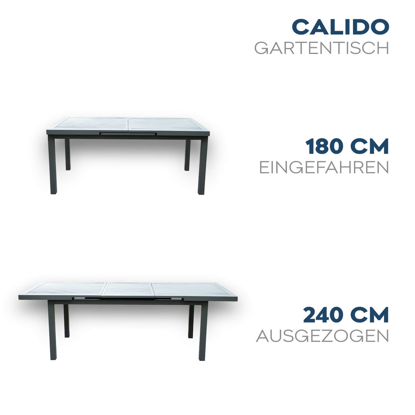 Home Deluxe Ausziehbarer Gartentisch CALIDO - 240-180 x 97,5 cm
