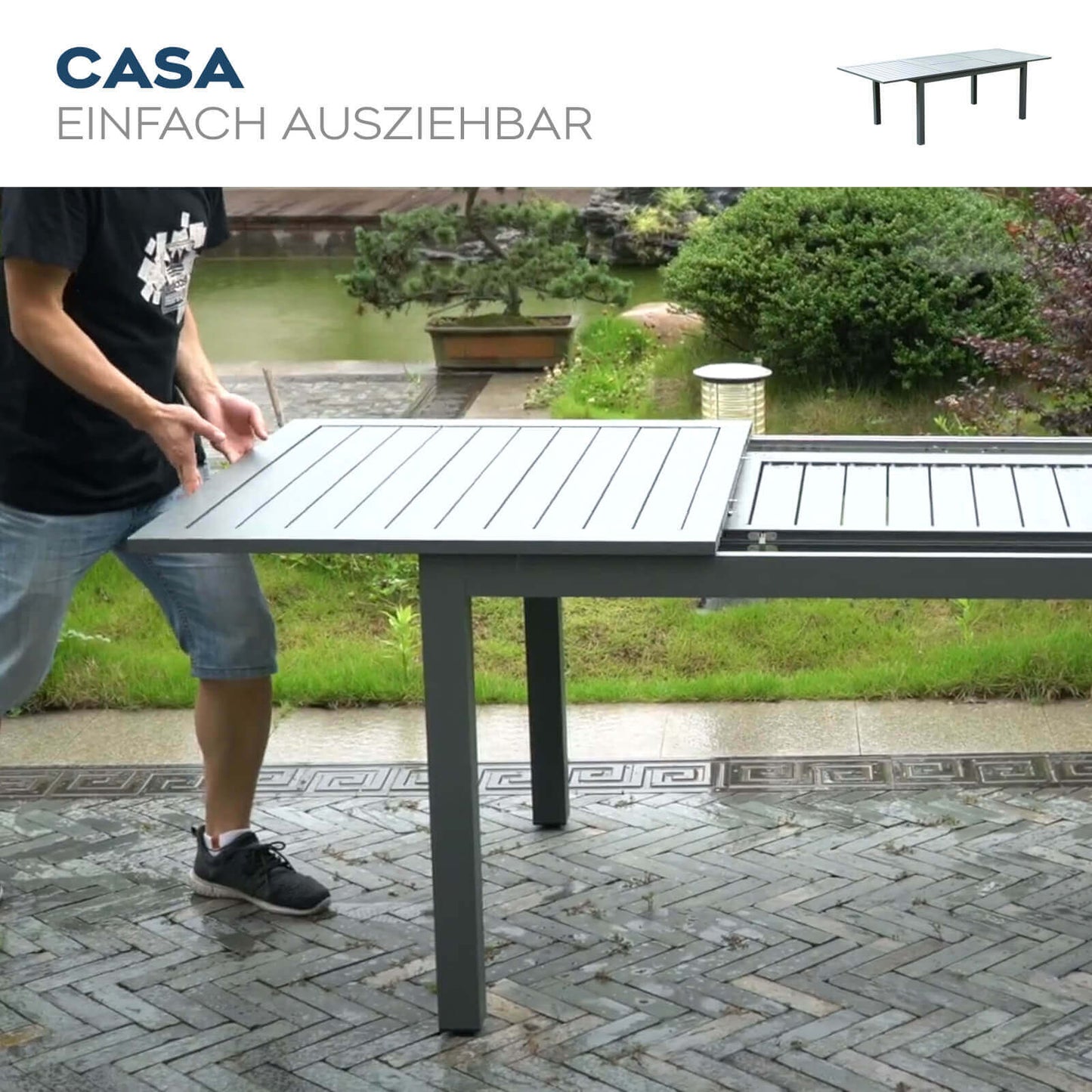 Home Deluxe Garten-Sitzgruppe ausziehbar CASA MADERA - 160/240 x 100 cm 2 Stühle