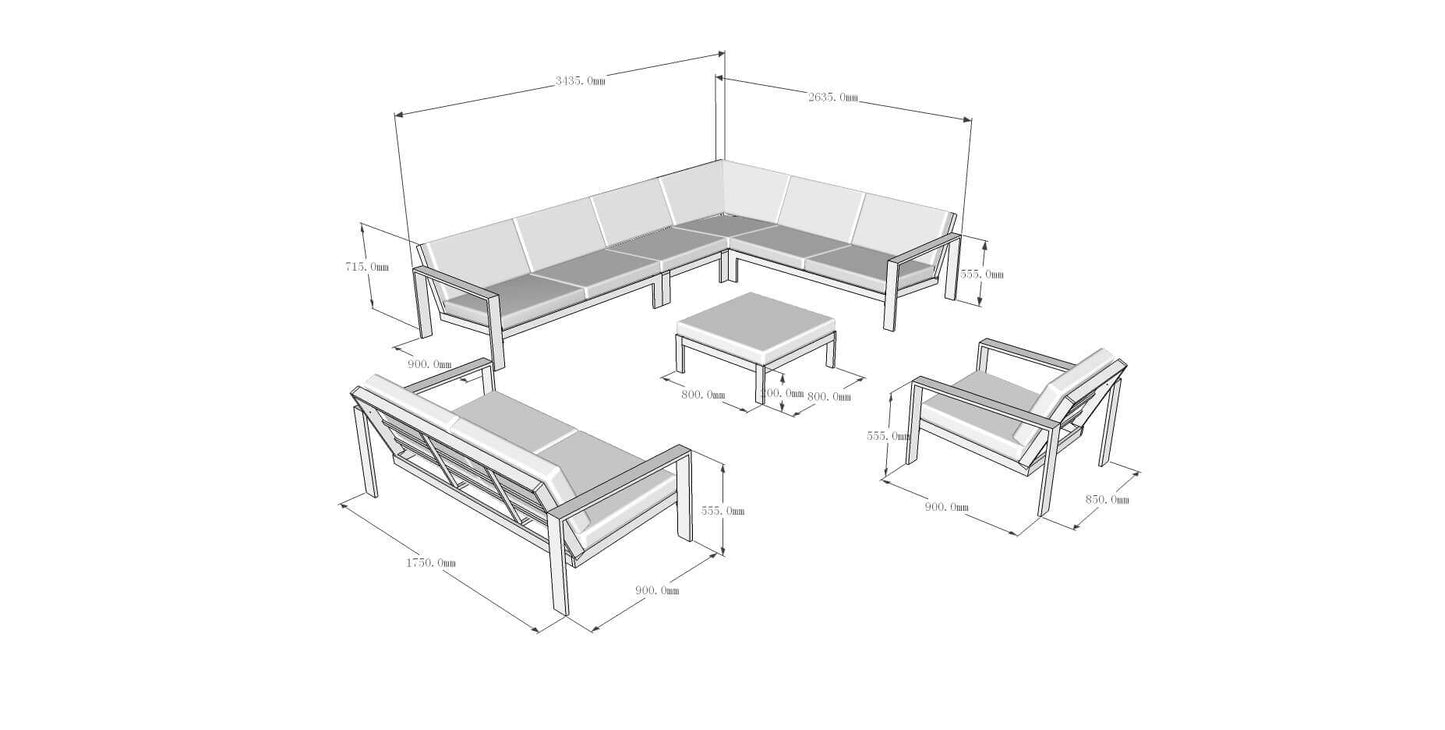Home Deluxe Gartenlounge Aluminium RIO S - Anthrazit