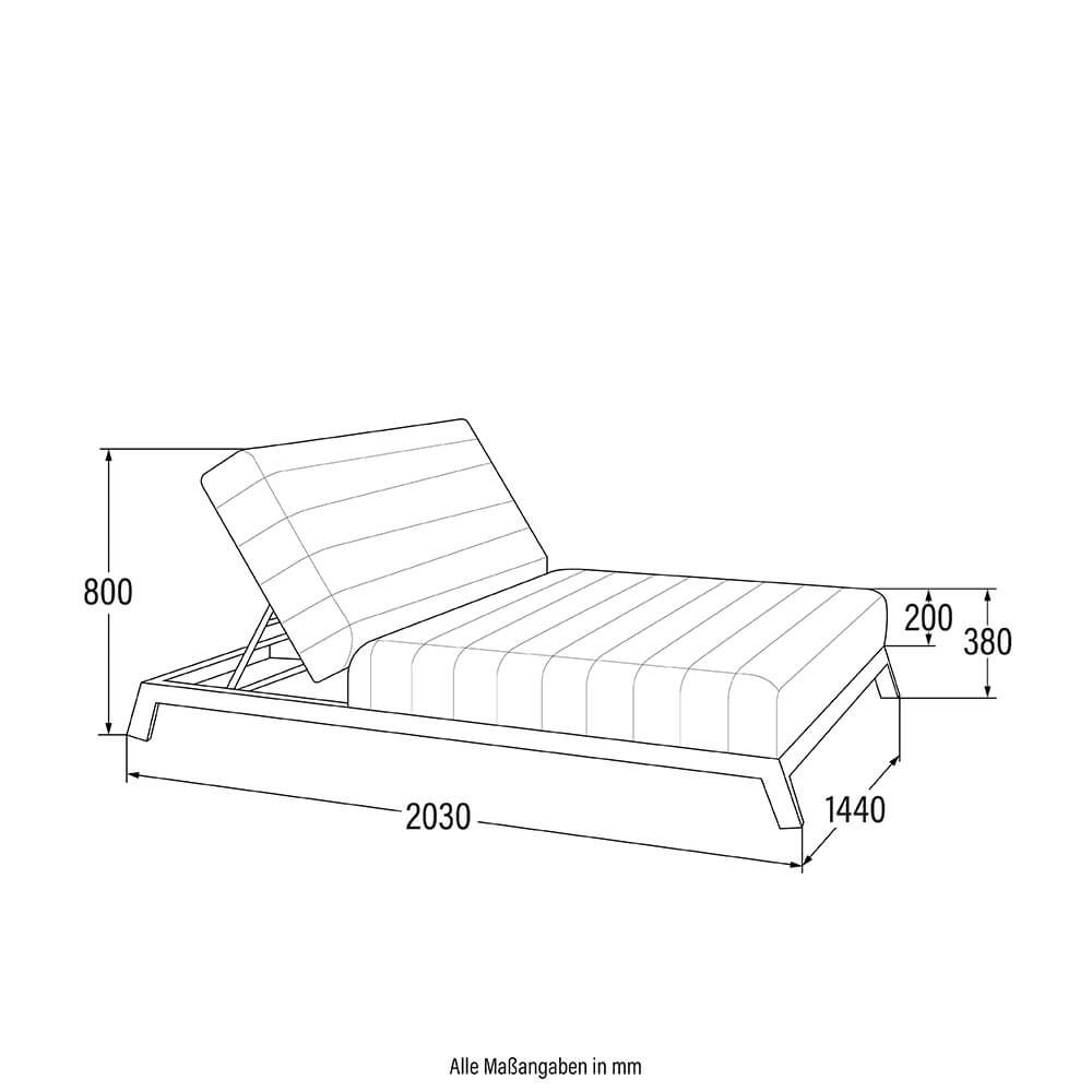 Home Deluxe Sonnenliege für 2 mit verstellbarer Rückenlehne VALENCIA - 203 x 144 cm Anthrazit
