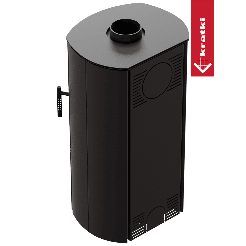 Kratki Kaminofen aus Stahl KRATKI FALCON Ø 150 10 kW Schwarze Thermotec-Auskleidung