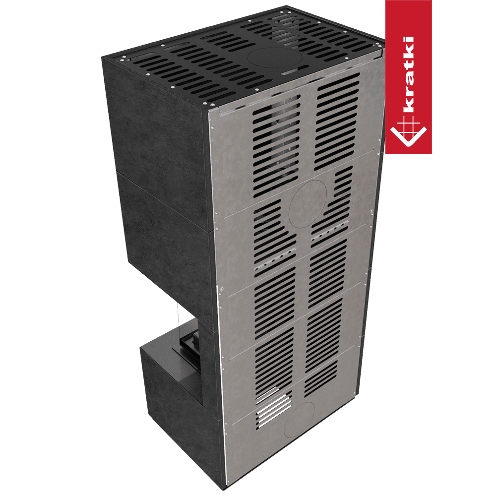 Kratki Kaminbausatz KRATKI FLOKI BOX rechts 8 kW Ø 160 Quarzsinter FOKOS GRAFITE