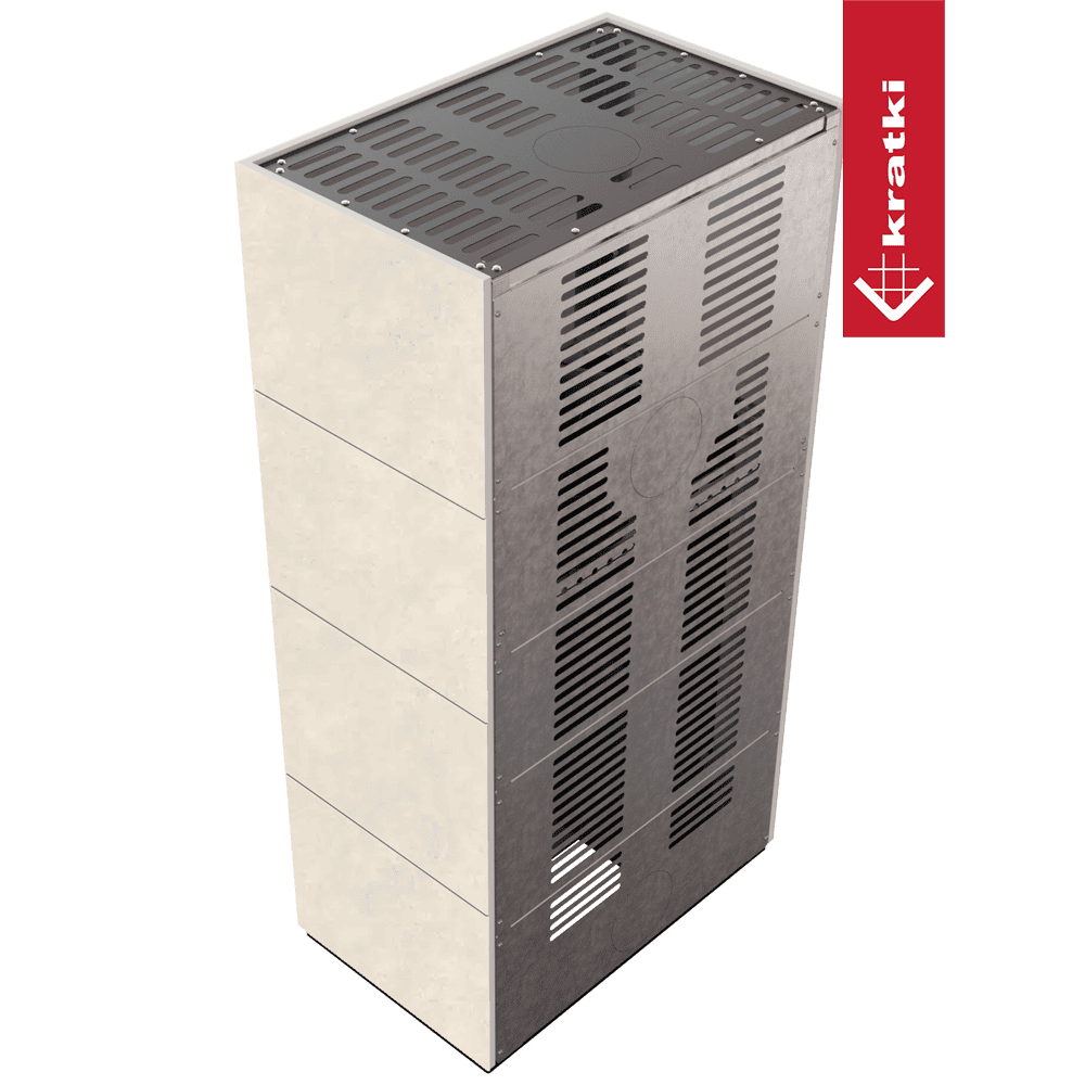 Kratki Kaminbausatz KRATKI FLOKI BOX 8 kW Ø 160 Quarzsinter FOKOS TALCO schwarz Verkleidung