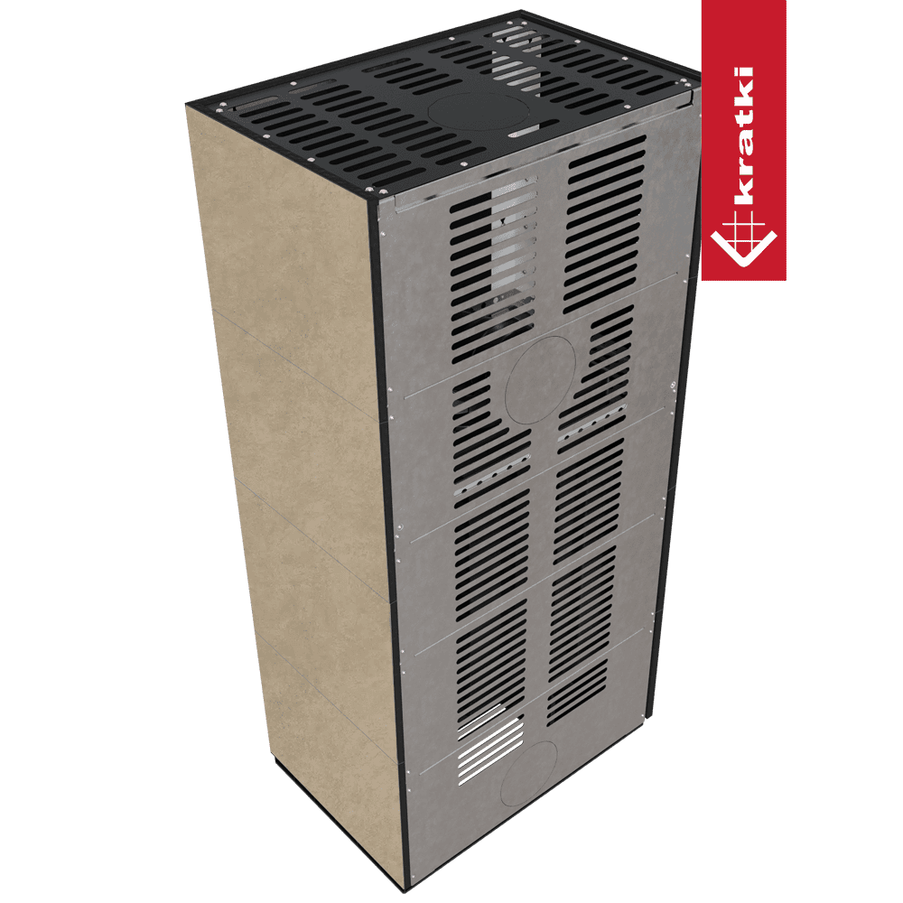 Kratki Kaminbausatz KRATKI FLOKI BOX rechts 8 kW Ø 160 Quarzsinter FOKOS RENA schwarz Verkleidung