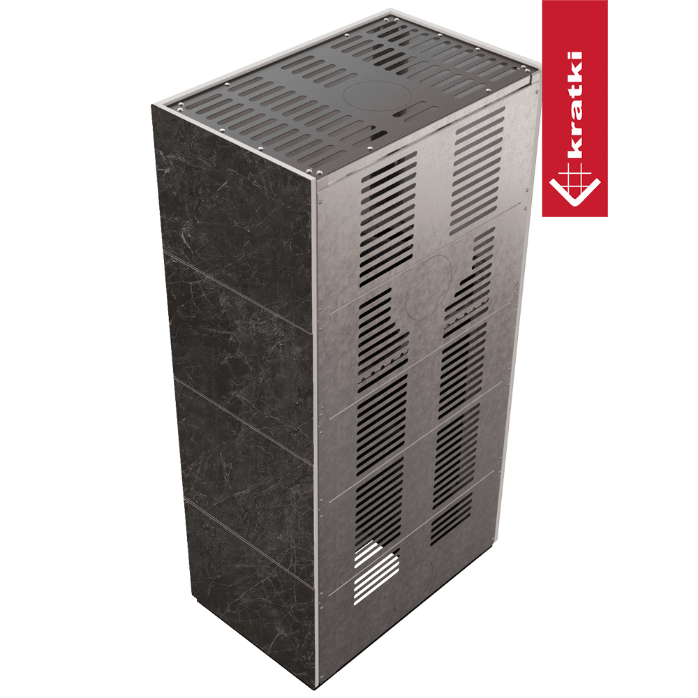 Kratki Kaminbausatz KRATKI FLOKI BOX 8 kW Ø 160 Quarzsinter NATURALI NERO GRECO