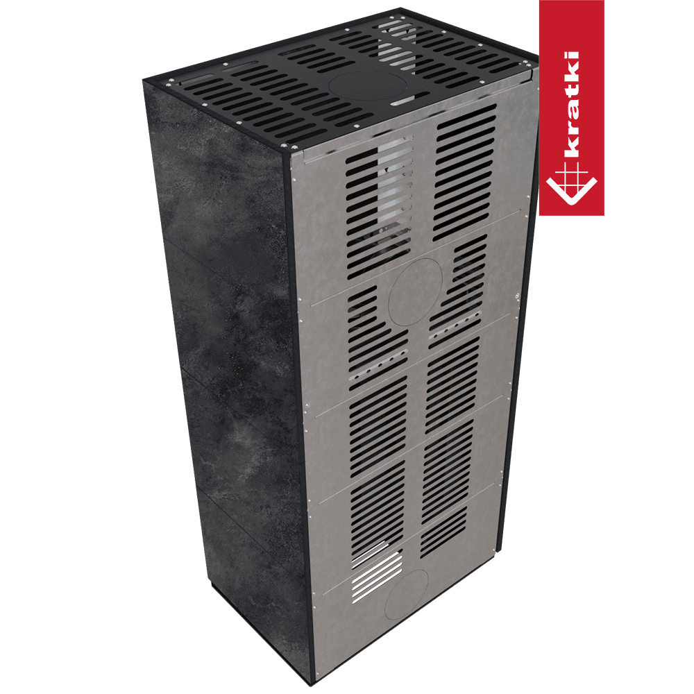 Kratki Kaminbausatz KRATKI FLOKI BOX links 8 kW Ø 160 Quarzsinter OSSIDO NERO