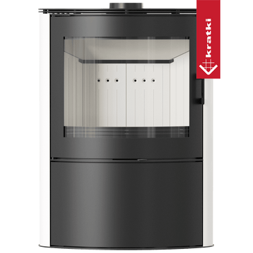 Kratki Kachelofen aus Stahl KRATKI AB S/2 Ø 150 10 kW weiss Kachel