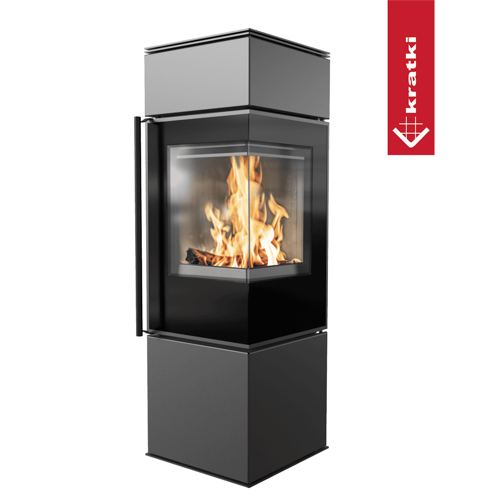 Kratki Kaminofen aus Stahl KRATKI REN/S rechts Ø 150 7 kW schwarz Verkleidung