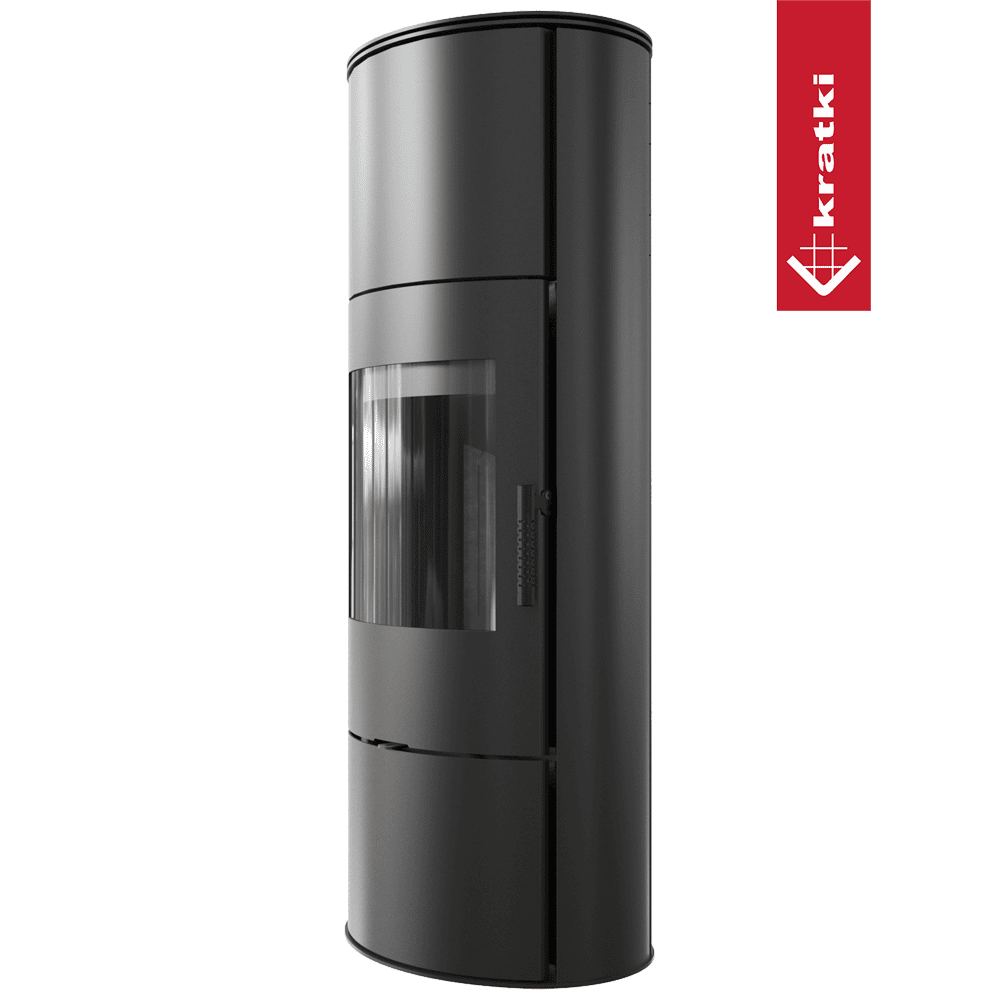 Kratki Kaminofen aus stahl KRATKI ROLLO Hoch Ø 150 7 kW schwarz Verkleidung