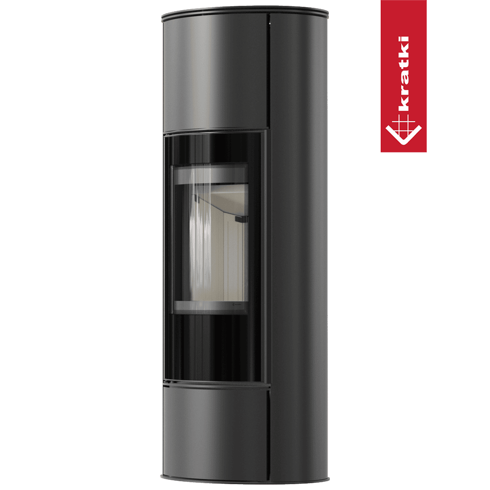 Kratki Kaminofen aus Stahl KRATKI ERIK Hoch Ø 150 5,5 kW mit Türfeder