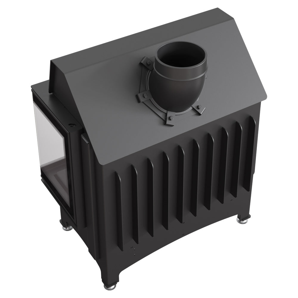 Kratki Kamineinsatz aus Stahl KRATKI ZIBI rechts 11 kW Ø 180 DECO schwarz mit Türfeder
