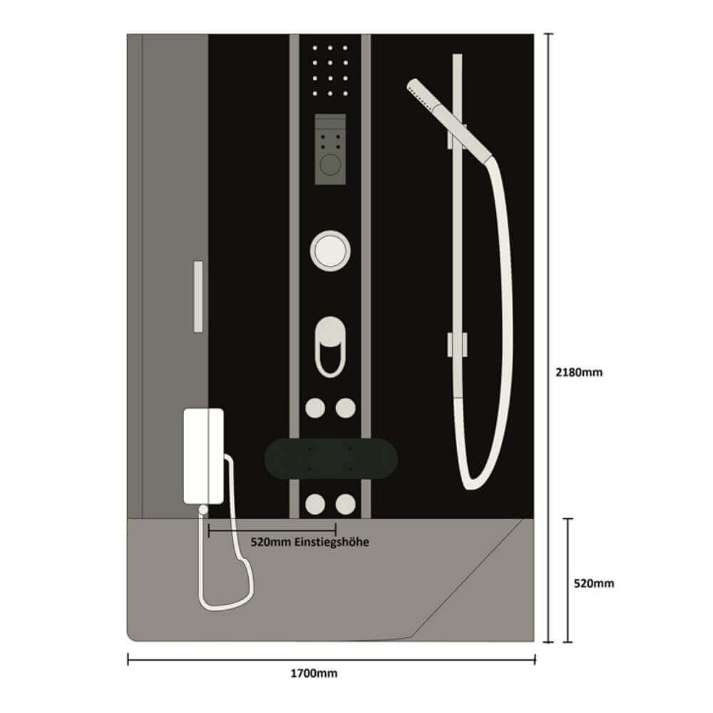 Home Deluxe Dampfdusche mit Whirlpool ALLIN 4IN1 - 170 x 90 Weiß Rechts