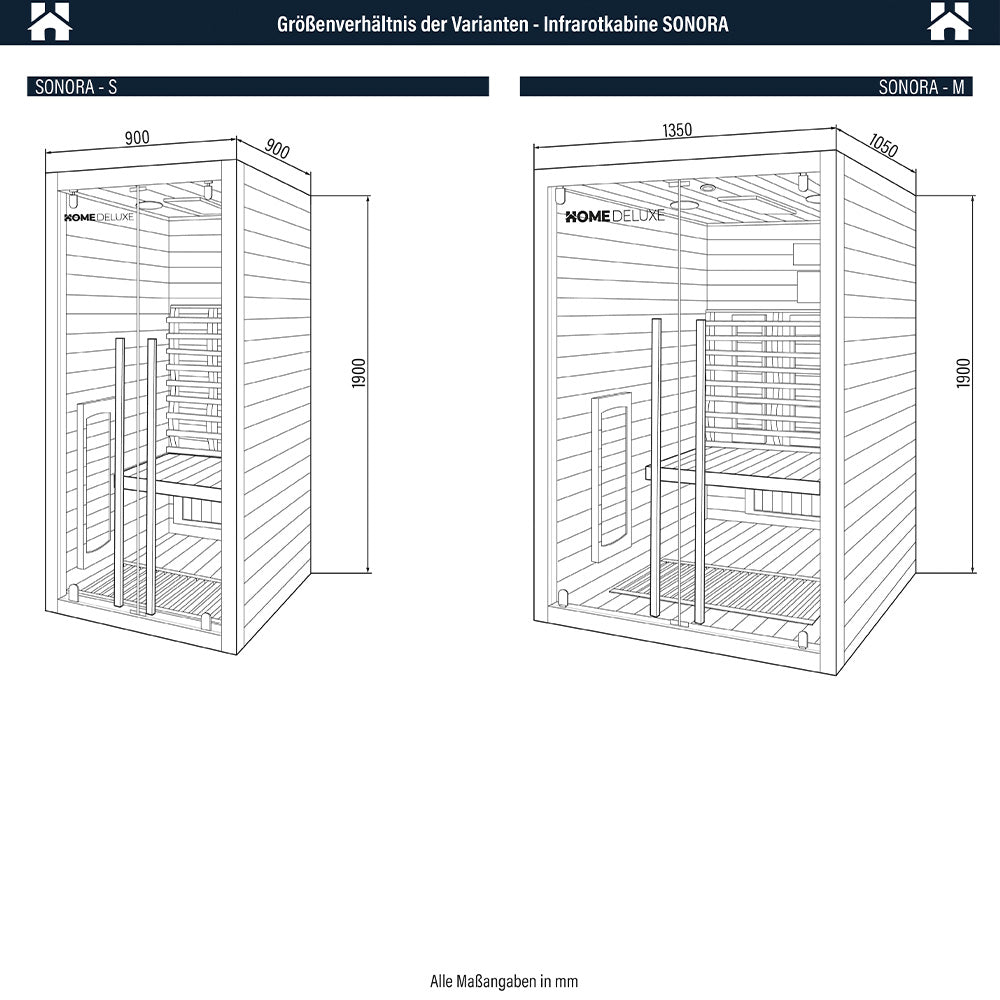 Home Deluxe Infrarotkabine SONORA S - 90 x 90 cm für 1 Person